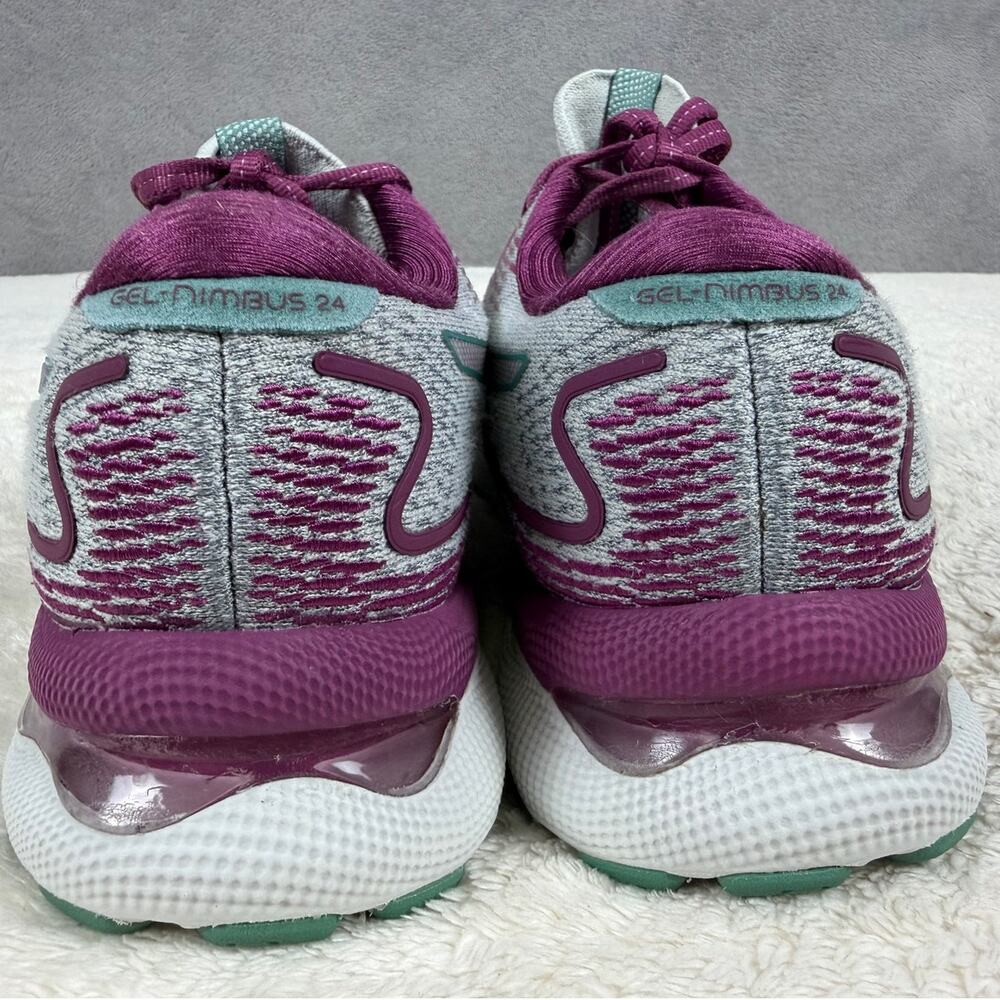 ASICS GEL-Nimbus 24 Women’s 9.5 Gray Pink Purple Running Shoes 1012B340 - Picture 3 of 10